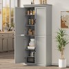 Tall kitchen storage cabinet with doors and adjustable shelves, freestanding cabinet, suitable for bathrooms, dining rooms, and living rooms. - 4 of 4