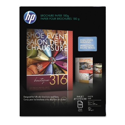 Hp Inkjet Brochure/Flyer Paper 103 Brightness 48lb 8-1/2 x 11 White 150/Pack CH016A