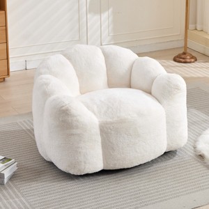 Faux Fur Bean Bag Chair, 43.7'' Single Seat Lounge Armchair with High-Density Foam for Living Room Bedroom Dorm, No Assembly-3irtyhousy - 1 of 4