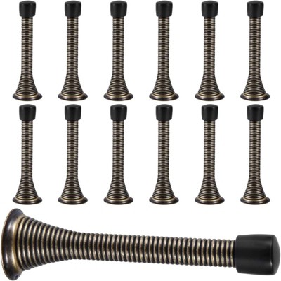Attop Heavy Duty Door Stops 12 Pack 3 1/4 Inch - Flexible Spring Stopper, Child Safe with Rubber Tips (Oil Rubbed Bronze) for Home Interior Doors
