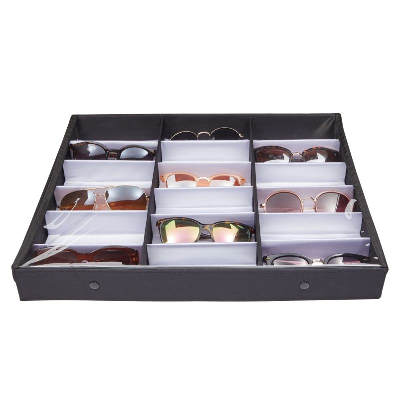 Juvale 18 Slot Sunglasses Organizer, Eyeglass Storage Case with Clear Lid for Multiple Pairs of Glasses, 18.5 x 14.25 In, 4 of 9
