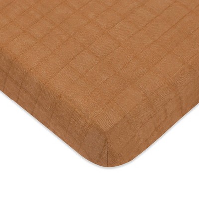 Babyletto Burnt Sienna Muslin Mini Crib Sheet, GOTS Certified Organic Cotton