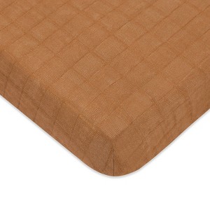 Babyletto Burnt Sienna Muslin Mini Crib Sheet, GOTS Certified Organic Cotton - 1 of 4
