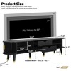 Angel Sar 75'' Modern Fluted TV Stand with Charging Station, Oval Media Console with Golden Handles, Sliding Tambour Doors & Storage Drawers, Black - 3 of 4