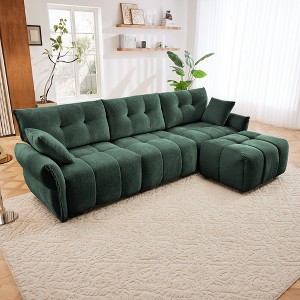 Oversized 110.2" Chenille Modular L-Shaped Sectional Sofa with High-Resilience Cushions and Ottoman, 4-Piece Free combination Sofa - 1 of 4