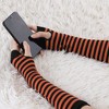 Allegra K Women's Stripe Print Knitted Fingerless Elbow Length Gloves Warmers One Size 1 Pair - 4 of 4