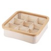 Evideco French Home Goods Square Foldable Storage Basket with Bamboo Frame and Black Fabric, 9-Compartment Organizer - 2 of 4