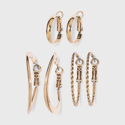 Multi-Size Gold Trio Hoop Earrings - Wild Fable™ Gold