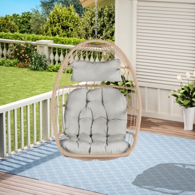 Outdoor Garden Rattan Egg Swing Chair Hanging Chair for Bedroom Living Room Balcony