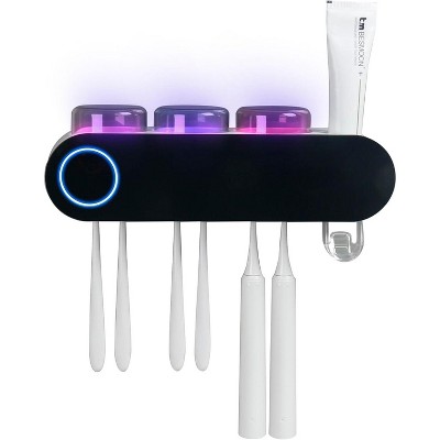 Attop UV Toothbrush Sanitizer and Holder Smart Home Bathroom Accessories, 3 Cups Electric Toothbrush Holder Wall Mounted