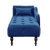 Beautyolove 60.6" Velvet Chaise Lounge Buttons Tufted Nailhead Trimmed Solid Wood Legs with 1 Pillow,Blue - 4 of 4