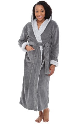 Premium Womens Plush Soft Robe Fuzzy Fluffy Warm Sherpa Fleece Bathrobe Spa  Robe