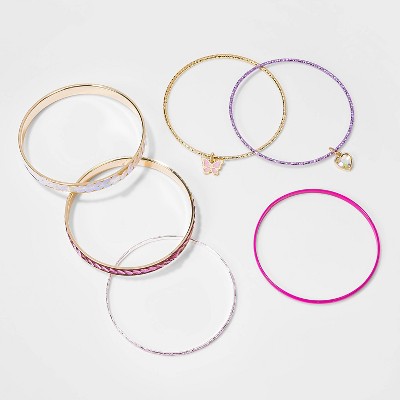 Girls' 6pk Bangle Bracelet Set - Cat & Jack™ Pink