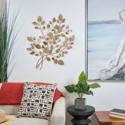 Large Gold Metallic Leaf Wall Sculpture