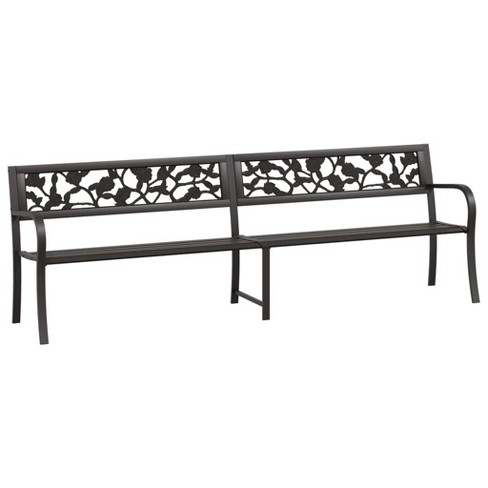 vidaXL Twin Patio Bench, 96.9" Black Steel - image 1 of 4