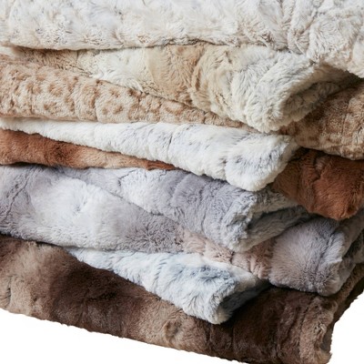 Luxurious Oversized Natural Marble Heated Faux Fur Throw