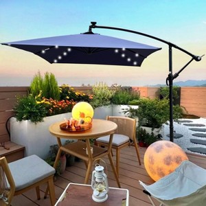 CAVINAS 10x6.5 FT Cantilever Patio Umbrella with Lights, Offset Hanging Design with Base, Commercial Grade Shade for Pergolas - 1 of 4