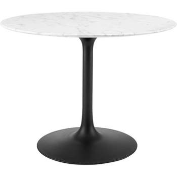 Modway Lippa 40 Round Artificial Marble Dining Table - Black White
