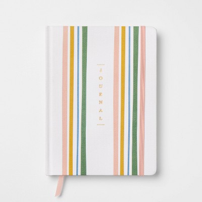 240pg Ruled Journal 8"x6" Vertical Stripe - Threshold™: Hard Cover, Sewn Binding, Narrow Lined Paper, Multicolored