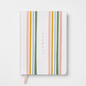 240pg Ruled Journal 8"x6" Vertical Stripe - Threshold™: Hard Cover, Sewn Binding, Narrow Lined Paper, Multicolored - 1 of 3