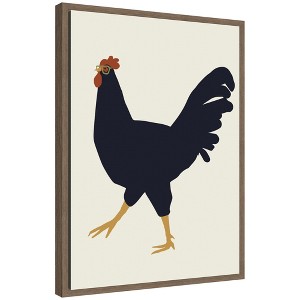 Kate & Laurel All Things Decor 18"x24" Sylvie Farm Rooster Framed Canvas by Hannah Beisang Brown - 1 of 4