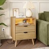 WOWLIVE Nightstand for Bedroom with LED Lights & Charging Station, Bedside Table with 2 Drawers and an Open Shelf - 2 of 4