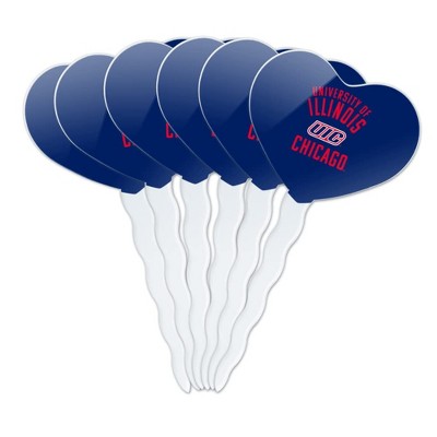 UIC Flames Heart Love Cupcake Picks Toppers Decoration Set of 6