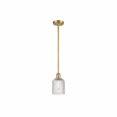 Bridal Veil - 1 Light Stem Hung Mini Pendant In Art Deco Style-9 Inches Tall and 5 Inches Wide