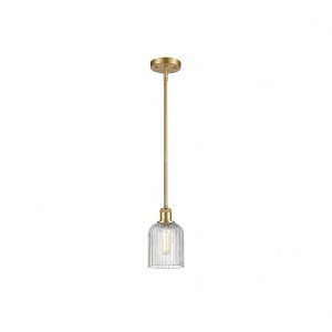 Bridal Veil - 1 Light Stem Hung Mini Pendant In Art Deco Style-9 Inches Tall and 5 Inches Wide - 1 of 1