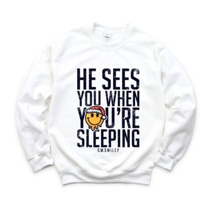 S.W.Smiley He Sees You When You're Sleeping - Women's Graphic Sweatshirt - 1 of 4