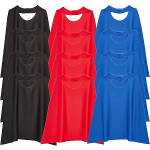 Blue Panda 12-Pack Action Hero Dress Up Capes for Kids Halloween Party Costumes Supplies - Black, Red, Blue - 1 of 4