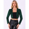 INSPIRE CHIC Women's Sequin Long Sleeve Open Front Party Cropped Jacket - 2 of 4