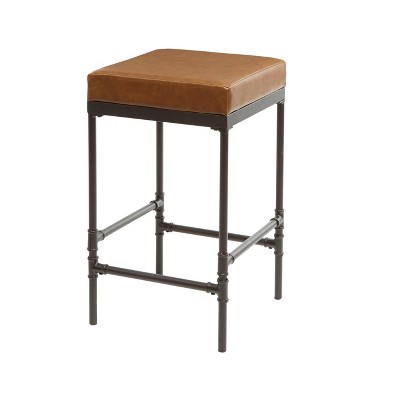 24" Pipe Counter Height Barstool Cognac - Silverwood