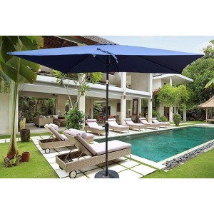 TiramisuBest 6x9ft Outdoor Patio Waterproof Umbrella with Crank & Push Button Tilt (without Flap) for Garden, Backyard, Pool, Market - Navy Blue - 1 of 4