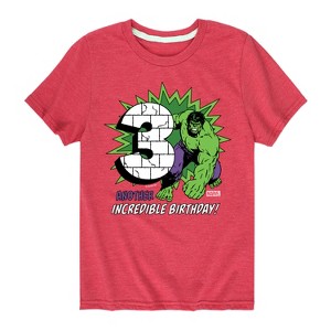 Boys' - Marvel - Hulk Incredible Birthday 3 Short Sleeve Graphic T-Shirt - 1 of 4