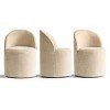 Set of 3 Chenille Dining Chairs on Casters, Upholstered Barrel Chairs with Wheels, No Assembly, for Kitchen or Round Table-Maison Boucle - 3 of 4