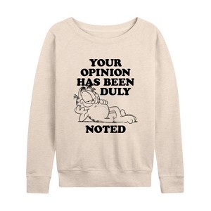 Women's - Garfield - Your Opinion Has Been Duly Noted Lightweight French Terry Wide Neck Long Sleeve Shirt - 1 of 4