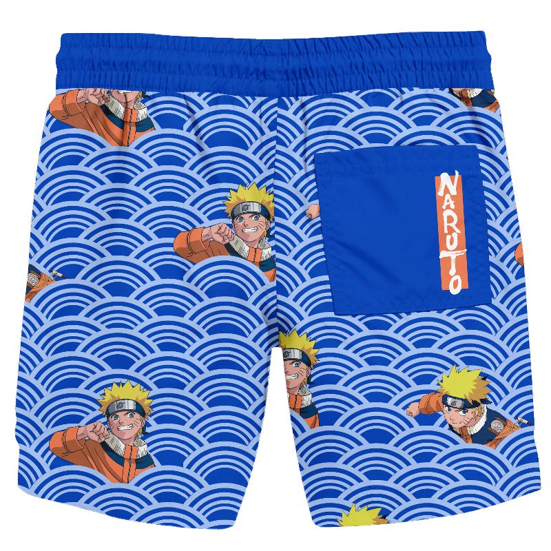 Naruto Character In Waves Boy's Blue Swim Trunks Shorts, 2 of 4