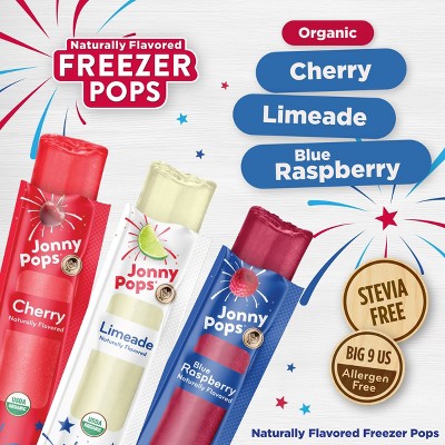 JonnyPops Organic Freezer Pops Red, White & Blue: Cherry, Limeade & Blue Raspberry - 28 fl oz/20ct