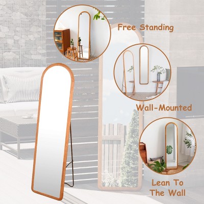 JIONJOY Arched Full-Length Mirror - 3-in-1 Stand/Wall Mount, Solid Wood Frame, 60"×16" for Bedroom/Closet