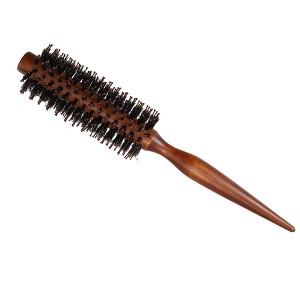 Unique Bargains Hair Brush Round Brush Hairstyle Wavy Styling Tool Brush Wood Brown - 1 of 4
