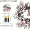 Pink Wreath 20 Inch Door Decorations Set of 2 with Balls Pine Cones Golden Twigs Pine Needles and Silver Berries for Front Door - 3 of 4