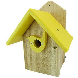 JCS Wildlife Post Mount Cedar Wren House w Poly Roof & Birdhouse Predator Guard Portal - 1 of 4