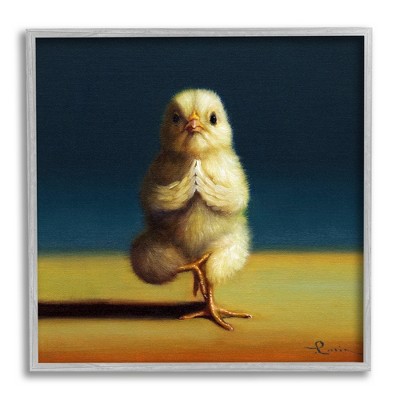 Stupell Industries Yellow Chick Meditating Yoga Pose Animal Fitness Framed Giclee Art