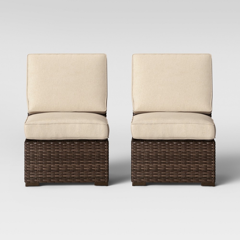 Halsted 2pk Armless Patio Sectional Chairs Tan Threshold
