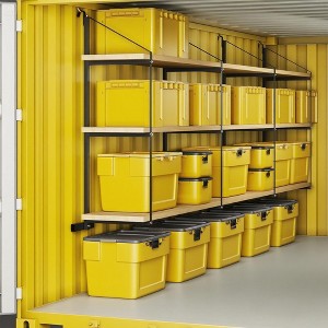 2 Pack Shipping Container Shelving Brackets 3-Tier,1100LBS, Hang & Hook Type, Cargo Containers Storage Shelves, Easy to Install Removable, Heavy-Duty - 1 of 4