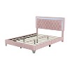 TiramisuBest Queen Size Velvet Platform Bed with LED Lights and Tufted Headboard - 3 of 4