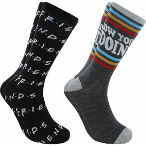 HYP Friends How You Doing and Logo Adult Novelty Crew Socks | 2 Pairs  | Size 6-12 - 1 of 1