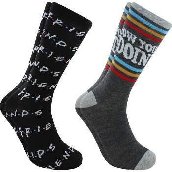 HYP Friends How You Doing and Logo Adult Novelty Crew Socks | 2 Pairs  | Size 6-12