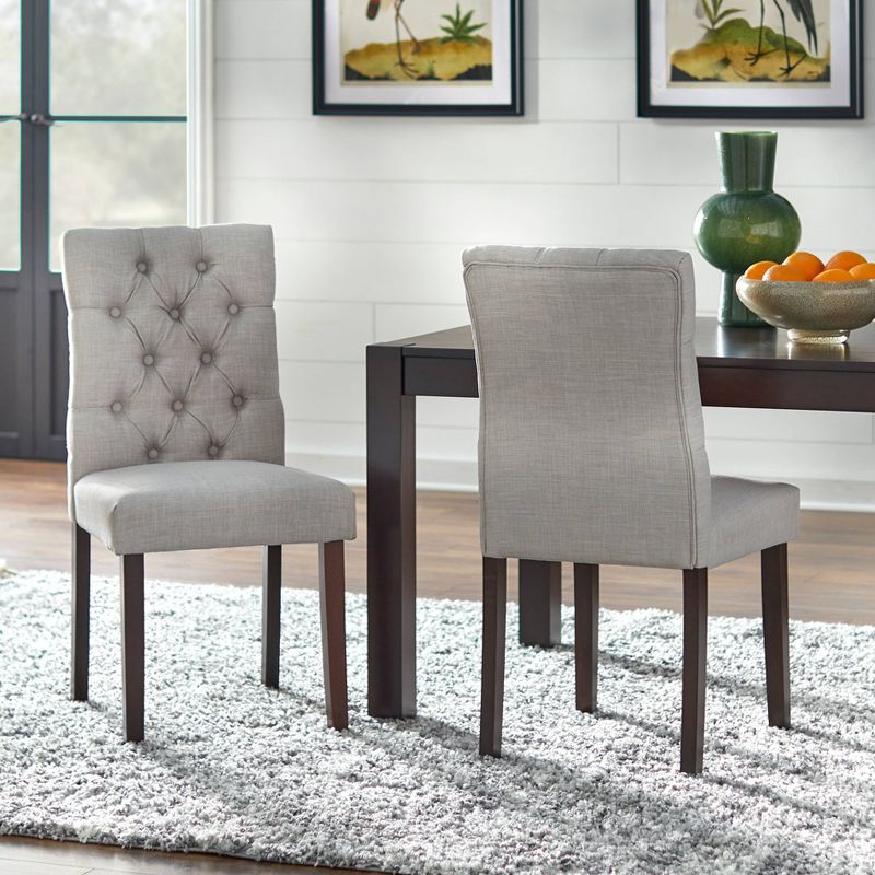 Set of 2 Annie Tufted Dining Chairs Gray - Buylateral, 3 of 5
